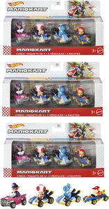 Hot Wheels Mario Kart 4-Pack 3-Piece U Assortment (Nintendo)