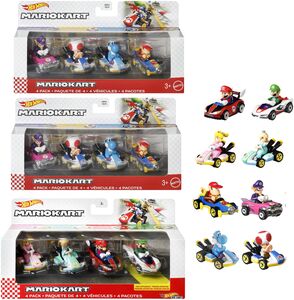 Hot Wheels Mario Kart 4-Pack 3-Piece W Assortment (Nintendo)