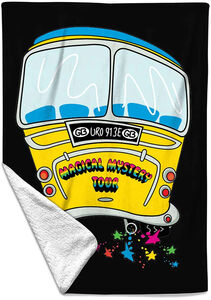 Rocksax - The Beatles - Magical Mystery Tour Bus - Sherpa Fleece Throw (50 in x 60 in)