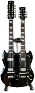 Slash Gibson EDS-1275 Doubleneck Aged Black 10 Inch Miniature Electric Guitar