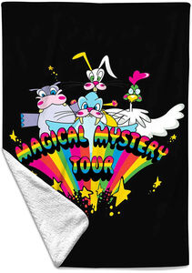 Rocksax - The Beatles - Magical Mystery Characters Black - Sherpa Fleece Throw (50 in x 60 in)