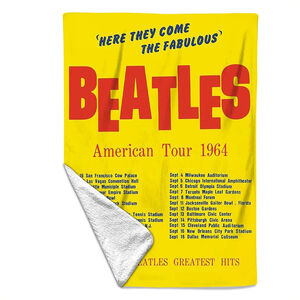 Rocksax - The Beatles - America Tour Yellow - Sherpa Fleece Throw (50 in x 60 in)