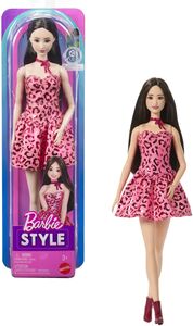 Barbie Fashionistas Doll #246 With Pink Leopard Print Dress, Black Hair