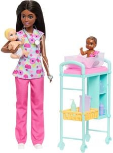Barbie Careers Baby Doctor Playset With 3 Dolls, Black