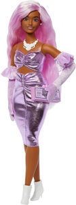 Barbie Deluxe Style with Pink Hair and Metallic Pink Dress with Accessories