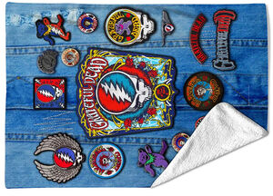 Rocksax - Grateful Dead - Battle Vest - Sherpa Fleece Blanket (60 in x 80 in)