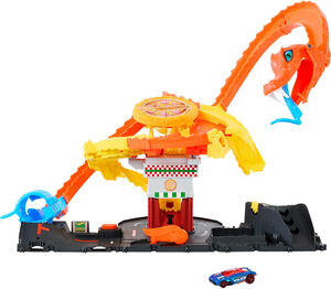 Hot Wheels City Pizza Slam Cobra Attack Playset with 1:64 Scale Toy Car