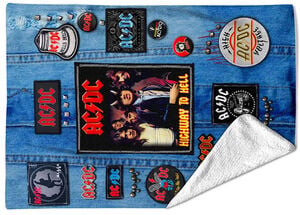 Rocksax - AC/DC - Battle Vest - Sherpa Fleece Blanket (60 in x 80 in)