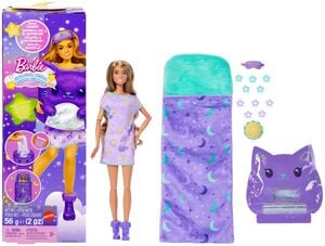 Barbie Party Unboxed Sleepover Reveal Series Purple Pajama Doll & Accessories (One Random Barbie Sleepover Reveal per Transaction)