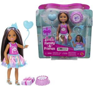 Barbie Club Chelsea Birthday-Themed Small Doll with Party Accessories, Brunette