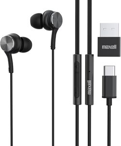 Maxell USBC-BLK Fusion X USB-C Wired Earbud with Mic Black