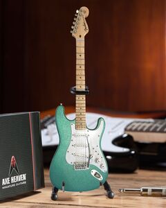 Aston Martin Almond Metallic Green Finish Fender Strat 10 Inch Miniature Guitar