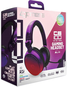 PC Accessory: Wired Headset - 4Gamers C6-100 STRIKE - Red & Purple: Compatible with PC, Switch, PS5, XBOX X|S