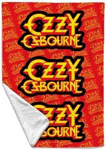Rocksax - Ozzy Osbourne - Logo Red - Sherpa Fleece Throw (50 in x 60 in)