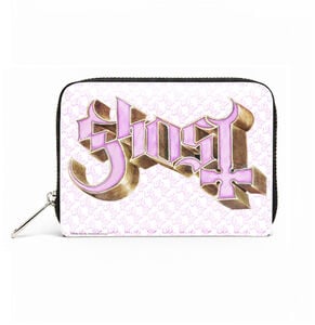Rocksax - Ghost - Pink Logo - Bi-Fold Zipped Wallet/Purse (White & Pink)