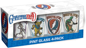 Grateful Dead Retro Drinking Glass Set Terrapin, Stealie, Bear, Skeleton 4-Pack/16oz