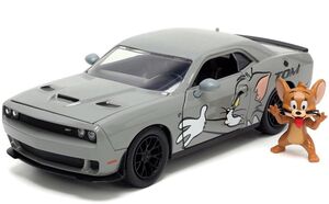 Tom and Jerry - Hollywood Rides - 1:24 '15 Dodge Challenger Hellcat Die-Cast Car & Jerry Figure