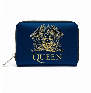 Rocksax - Queen - Gold Crest Logo - Bi-Fold Zipped Wallet/Purse (Navy Blue)