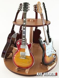 Round Wood Guitars Display Stand - Holds 6 Miniature Guitars 10 Inch Base