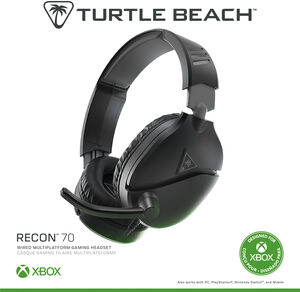 XBOX Accessory: Wired Headset - Turtle Beach Recon 70 Black: Compatible with PC, Switch, PS5, XBOX X|S: Officially Licensed by Microsoft