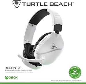 XBOX Accessory: Wired Headset - Turtle Beach Recon 70 White: Officially Licensed by Microsoft