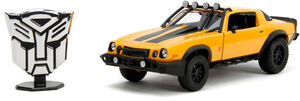 Transformers: Rise Of The Beasts - Hollywood Rides - 1:24 1977 Chevy Camaro Bumblebee Die-Cast Car & Badge