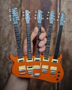 Rick Nielsen Five-Neck Orange Monster 10 Inch Miniature Guitar Replica