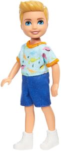 Barbie Chelsea Small Doll Boy with Removable Dino Print  One-Piece, Blond Hair