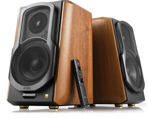 Edifier S1000MKII Bluetooth 5.0 Wireless Active Bookshelf Speakers - 120 Watts (Brown)