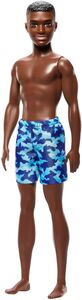 Barbie Beach Ken Doll with Dark Brown Hair & Blue Swimsuit