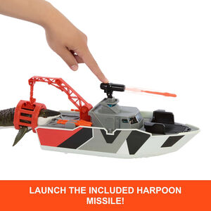 Matchbox Jurassic World: Rebirth Mosasaurus Rescue Action Boat Playset