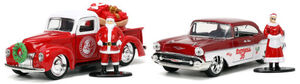 Christmas - Hollywood Rides - 1:32 1941 Ford Pickup & 1957 Chevy Bel-Air Die-Cast Cars with Santa & Mrs. Claus Figures