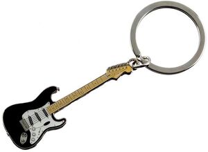 Pluginz - Fender - Stratocaster Keychain - Black & White Guitar