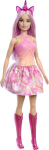 Mattel - Barbie Unicorn Doll With Pink Hair, Ombre Outfit And Unicorn Accessories