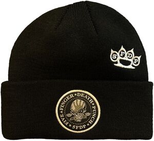 Five Finger Death Punch - Embroidered 5FDP Logo & Patch - Acrylic Knit Hat - Black BN400FFD