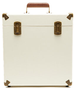 GPO Retro SWB18CT 12" Vinyl Record Case 35 Cnt Capacity Removable Lid - Cream / Tan