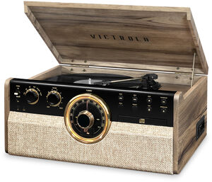 Victrola VTA-270B-FNT Empire Bluetooth 6 In 1 Music Center (33/45/78) (Farmhouse Walnut)