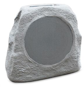 ION Audio Glow Stone Link - Bluetooth Solar Rechargeable Rock Speaker with LED Lights - IPX5 Water Resistant - Gray