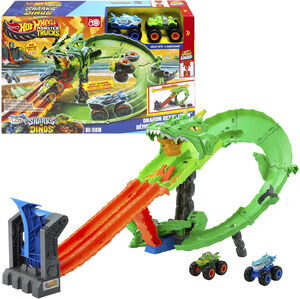 Hot Wheels Monster Trucks: Sharks vs. Dinos Dragon Destruction Playset