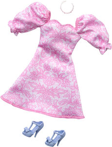 Barbie Fashon Pack Complete Looks Pink Puffy Sleeve Dress Outfit