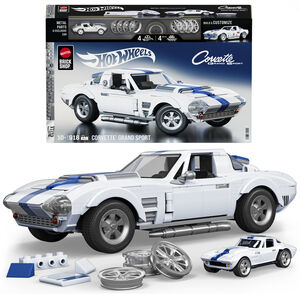 Mattel Brick Shop Hot Wheels Elite Series Building Set: Corvette, Includes 1 Collectible Diecast Car, 918 Piece Collectible Building Toy Set