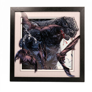 Godzilla - Bats Swarming - 12x12 Faux Matted & Framed Print