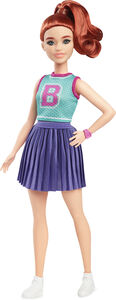 Barbie Fashionistas Doll #232 in Jersey Top And Pleated Purple Skirt, Red Hair