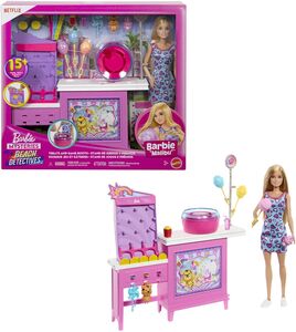 Barbie Mysteries: Beach Detectives Barbie “Malibu” Doll, Cotton Candy Game Playset