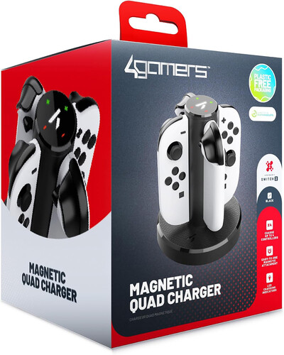 Switch 2 Accessory: Power - 4Gamers Magnetic Quad Charger