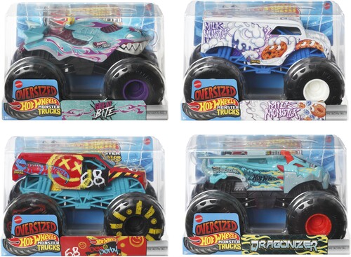 Hot Wheels Oversized Monster Trucks 1:24 4-Piece E Assortment