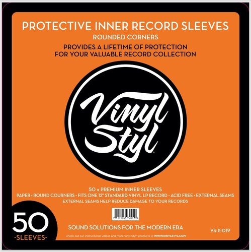 Vinyl Styl® VS-P-019 12 Inch Inner Record Sleeves - Round Corner - 50 Count (White)
