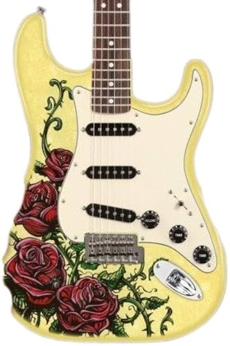 David Lozeau Fender Strat - Roses Tattoo 10 Inch Miniature Guitar Replica Collectible