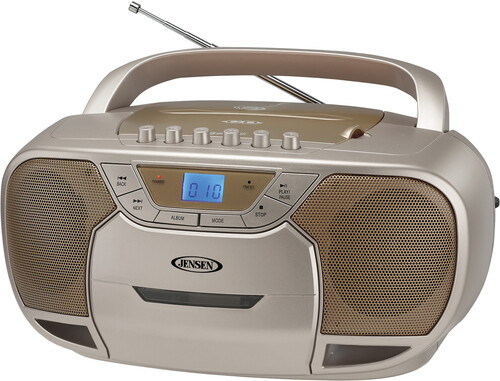 Jensen CD590C Bluetooth Boombox CD Cassette Recorder AM/FM (Coral)