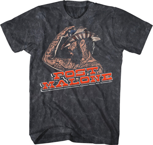 Post Malone - Side Profile T-Shirt - Large Black Mineral Wash 36881077A3